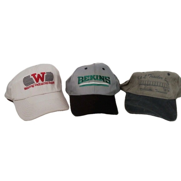 Man‎ Set Of Three Variety Hat Bundle Welding Industry /Bekins /Trailer Sales - Picture 1 of 13